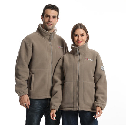 Men's fleece outdoor jacket with stand-up collar, full-length zipper, and elastic cuffs Shop Velvia