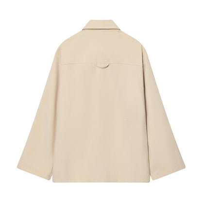 Women's Oversize Field Jacket in Boxy Cut with Four Flap Pockets and Concealed Snap Placket Shop Velvia
