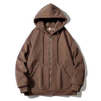Men's hoodie zip-up jacket with full zip, oversized fit, and raglan sleeves Shop Velvia