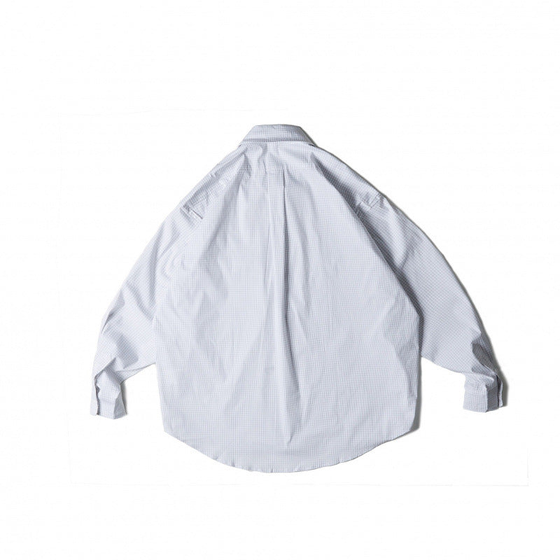 Unisex Oversize-checkered Shirt with rounded hem and appliquéd chest pockets Shop Velvia