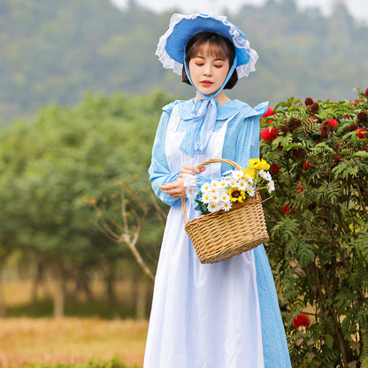 Women's Vintage Farmer Dress with Romantic Ruffles and Matching Hat Shop Velvia