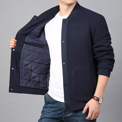 Men's Structured Bomber Jacket with Waffle Knit, Lightly Lined and Snap Placket Shop Velvia