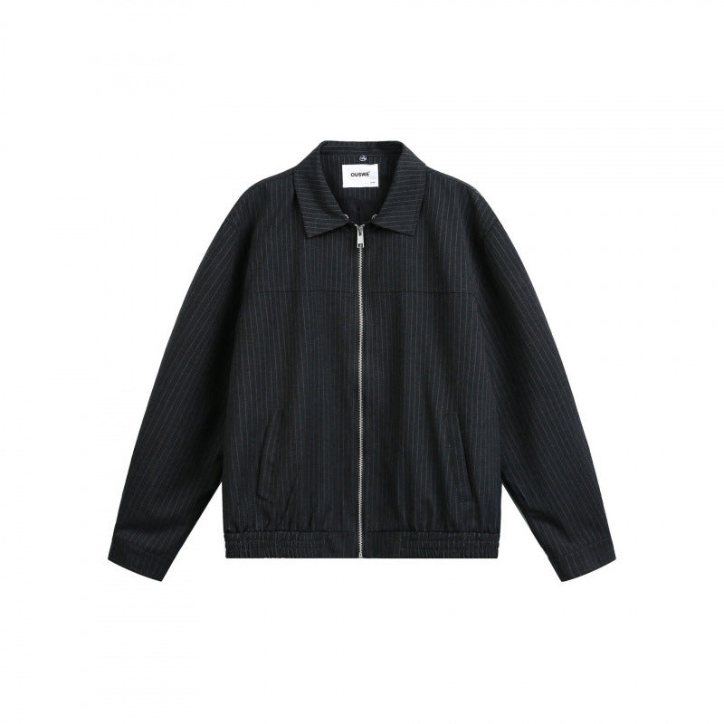 Men's boxy transitional jacket with pinstripes and contrasting shirt collar Shop Velvia