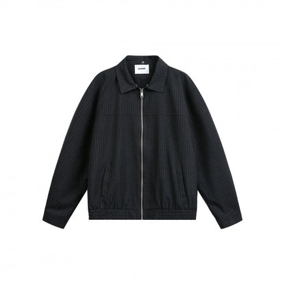 Men's boxy transitional jacket with pinstripes and contrasting shirt collar Shop Velvia