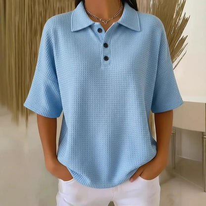 Women's sporty polo shirt made of waffle piqué Shop Velvia