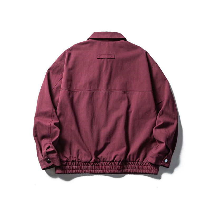 Men's Oversized Work Jacket with Full Zip, Chest Zip and Elastic Hem Band Shop Velvia