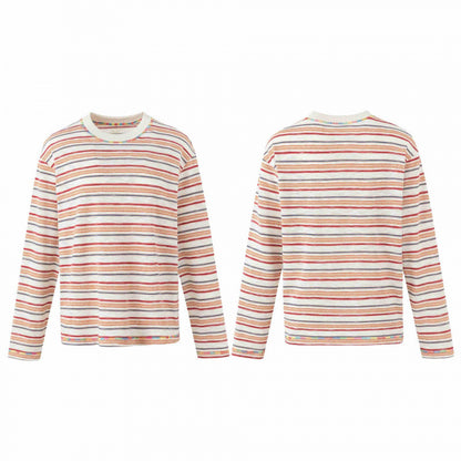 Unisex Oversize striped fine knit sweater with round neck and textured weave look Shop Velvia