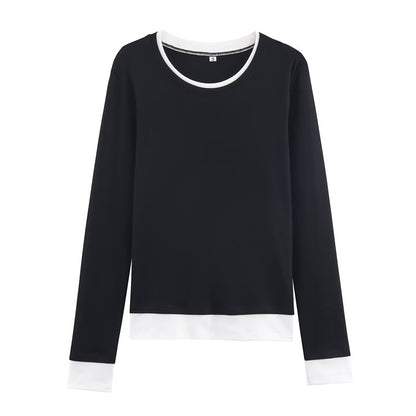 Women's long-sleeve shirt in layered look with contrast cuffs and round neckline Shop Velvia