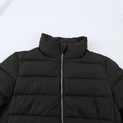 Women's Short Quilted Jacket with Stand-Up Collar, Zipper and Elastic Cuffs Shop Velvia