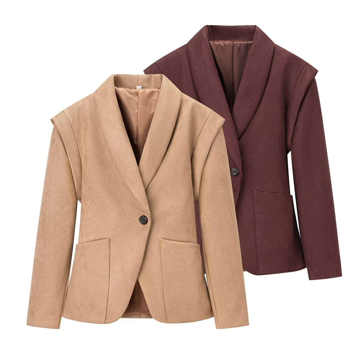 Women Oversized Blazer with Shawl Collar and Patch Pockets Shop Velvia