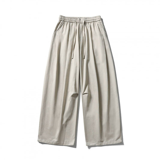 [Unisex] Wide linen blend pants with elastic waistband and drawstring Shop Velvia
