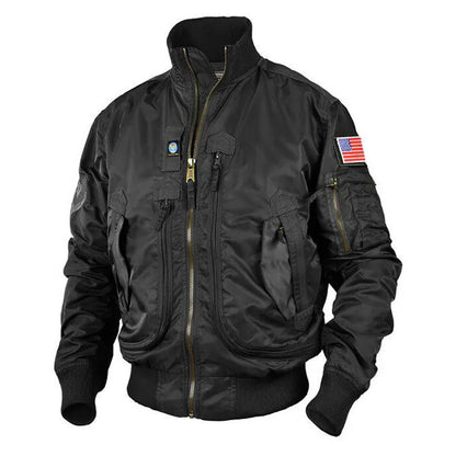 Men's Tactical-Style Camo Bomber Jacket with Multiple Pockets and Ribbed Cuffs Shop Velvia
