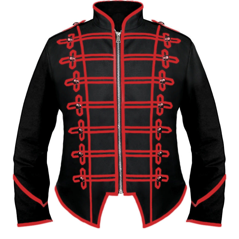 Men's nan military parade jacket with decorative cords and stand-up collar Shop Velvia