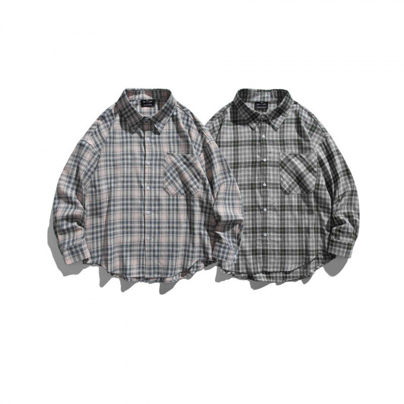 Unisex Oversize Check Shirt Jacket in Boxy Cut with Chest Pocket and Rounded Hem Shop Velvia