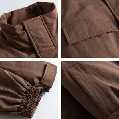 Men's Boxy Field Jacket with High Stand Collar, Padded Lining, and Flap Pockets Shop Velvia