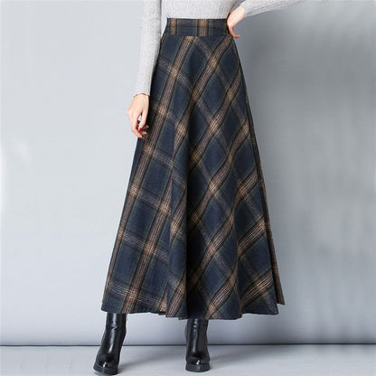 Women's ankle-length checkered skirt made of high-quality wool blend Shop Velvia