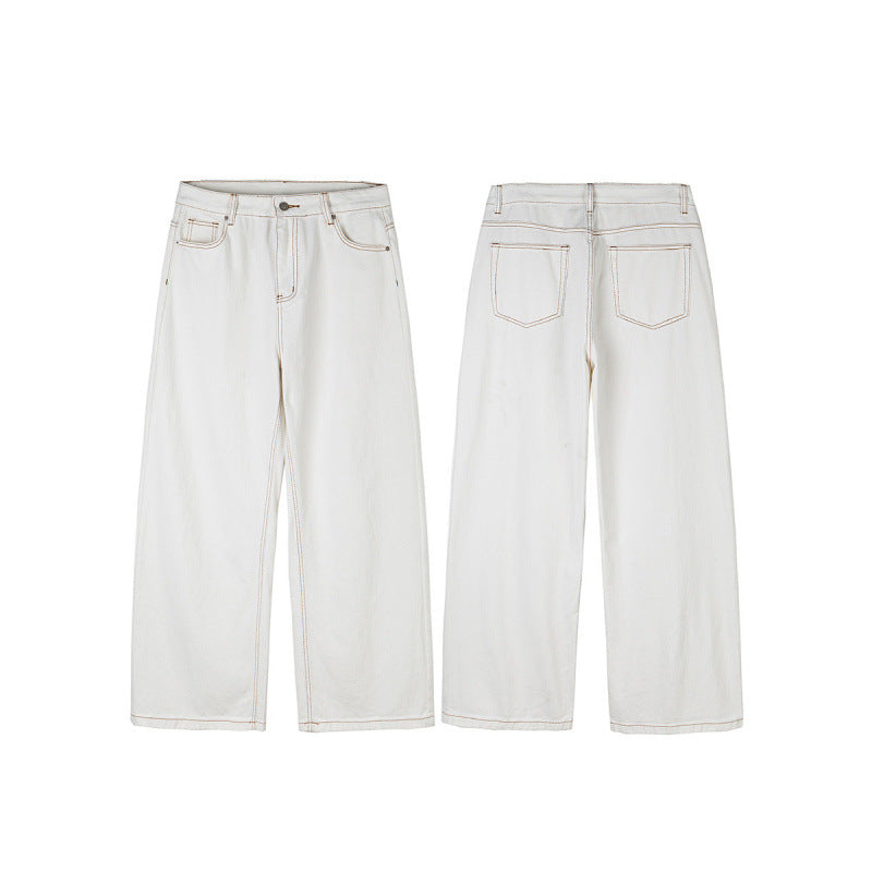 Women's Wide High-Waist Culotte Jeans with Visible Contrast Seams Shop Velvia