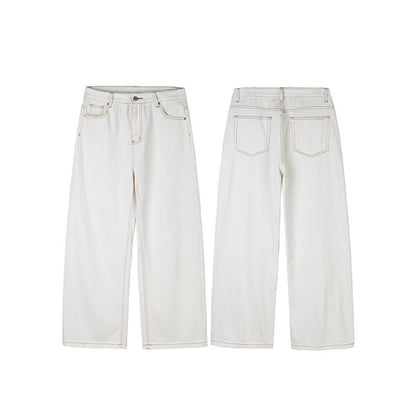 Women's Wide High-Waist Culotte Jeans with Visible Contrast Seams Shop Velvia