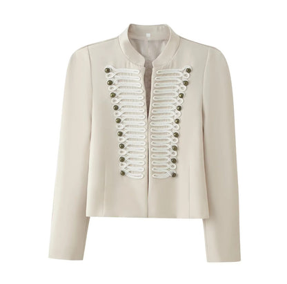 Ladies short jacket in hussar-inspired design with stand-up collar and decorative cords Shop Velvia