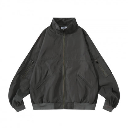 Unisex Kastige Utility Bomber Jacket with Stand Collar, Zipper and Sleeve Pockets Shop Velvia