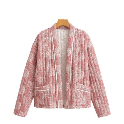 Women's quilted kimono jacket with floral all-over print Shop Velvia