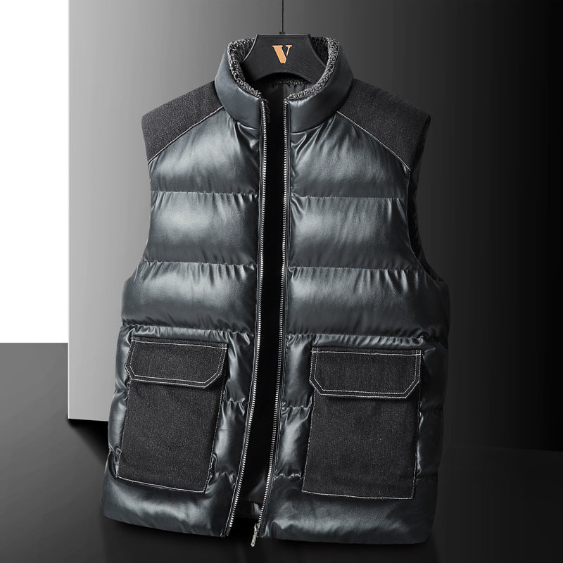 Men's padded quilted vest with cargo pockets and high collar Shop Velvia