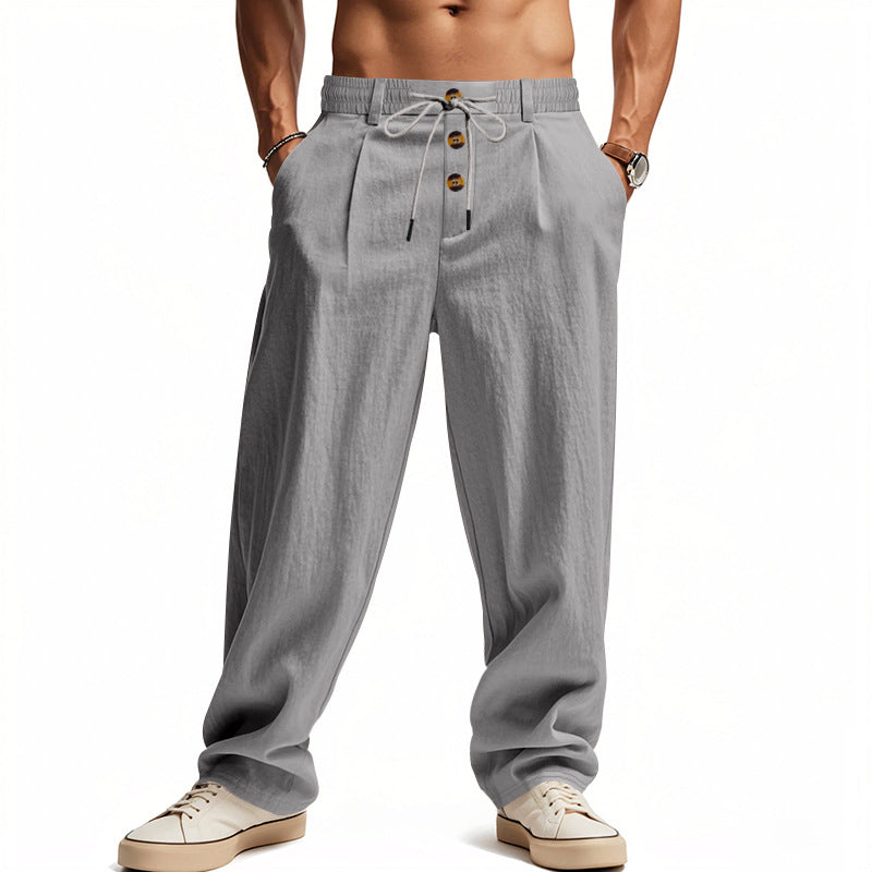 Men's Linen Pants with Breathable & Adjustable Drawstring | Shop Velvia V2