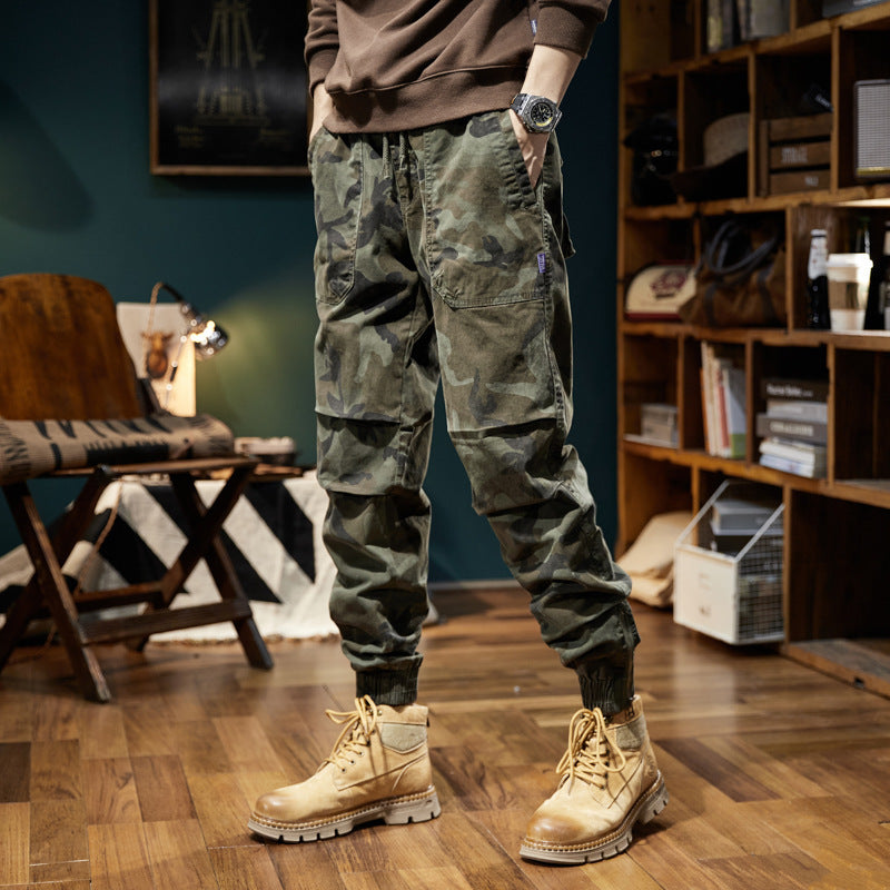 Men's Camouflage Cargo Jogger with Elastic Waistband, Utility Pockets, and Drawstring Shop Velvia