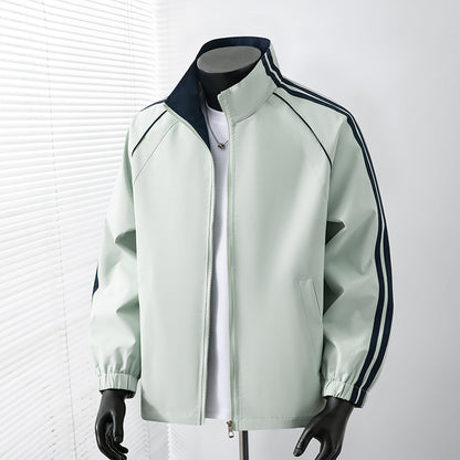 Men's Light Track Blouson Jacket with Stand-Up Collar and Contrast Stripes Shop Velvia