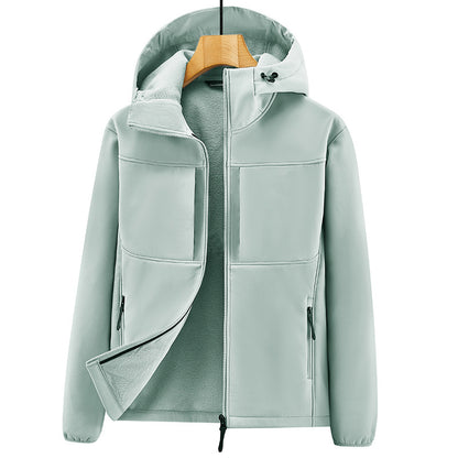 Men's Thermo Softshell Jacket with Sherpa Lining, Hood and Concealed Zipper Pockets Shop Velvia