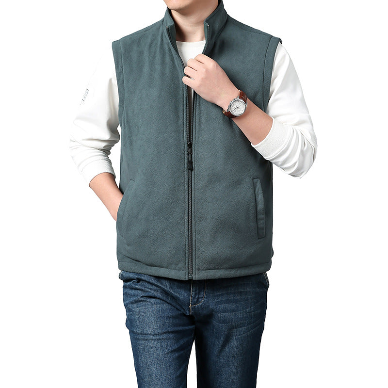 Men's Lightweight Thermo-Fleece Vest with Stand-Up Collar, Front Zipper and Side Pockets Shop Velvia