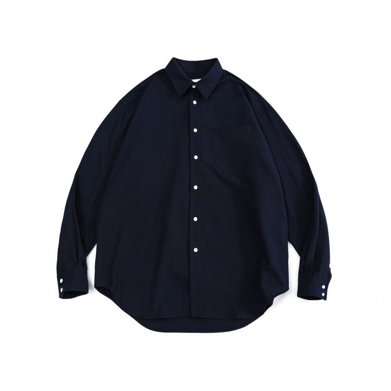 Unisex Oversize Shirt made of fine Oxford cotton fabric with chest pocket and rounded hem Shop Velvia