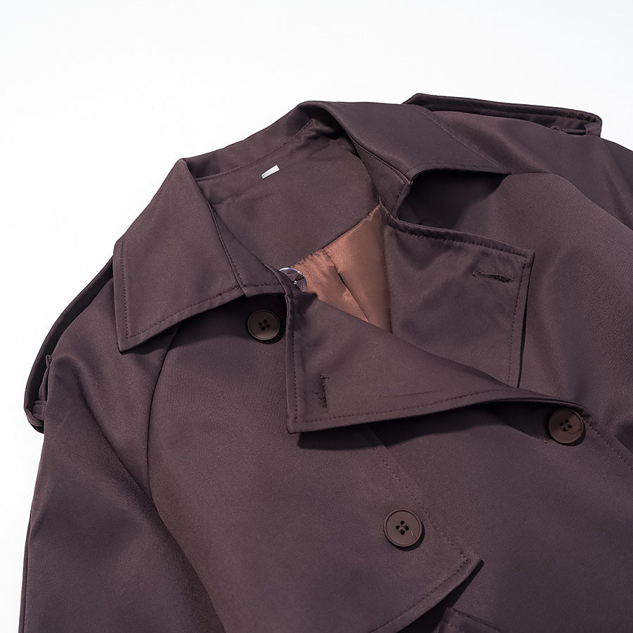 Women Longer tailored trench coat with double button placket, epaulettes and tie belt Shop Velvia