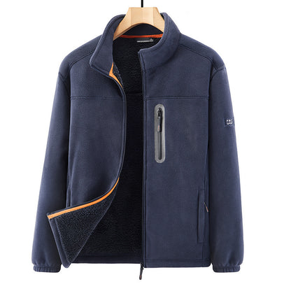 Men's microfleece outdoor jacket with waterproof breast pocket, stand-up collar, and teddy fleece lining Shop Velvia