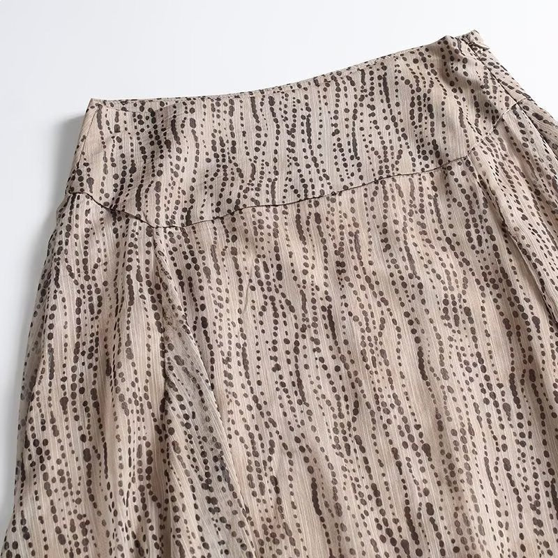 Women Flowing Midi Skirt with Pleat Effect and Subtle Polka Dot Print Shop Velvia