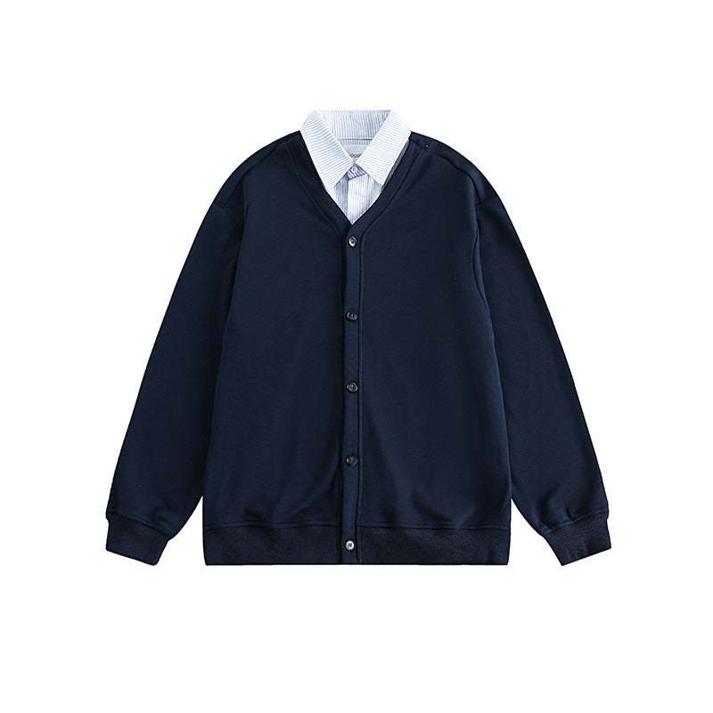 Men's oversized knit cardigan in sweatshirt style with V-neck and button placket Shop Velvia