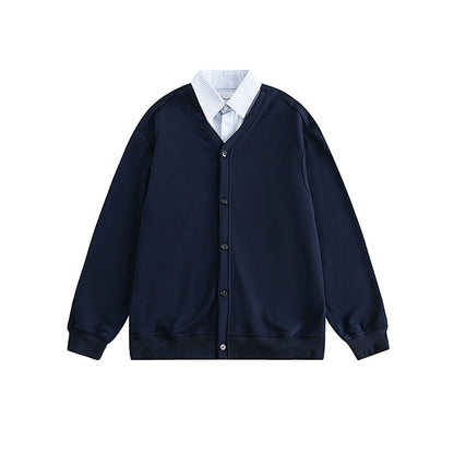 Men's oversized knit cardigan in sweatshirt style with V-neck and button placket Shop Velvia