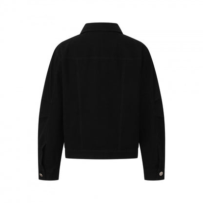 Unisex Boxy Denim Jacket in Worker Look with Metal Button Placket and Chest Pockets Shop Velvia
