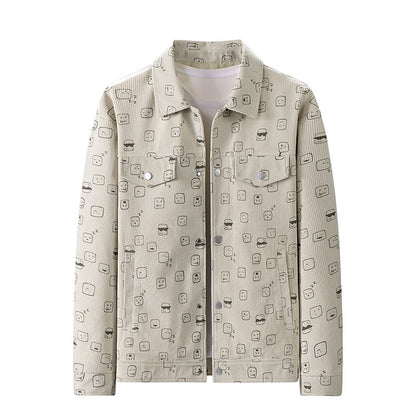 Men's cord jacket made of fine corduroy with allover print, snap button placket and flap pockets Shop Velvia