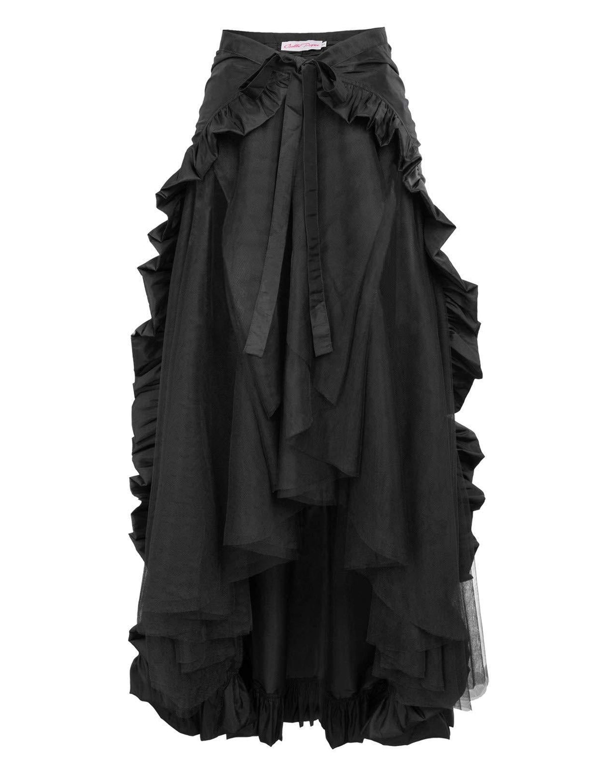 Women nan maxi skirt with multilayered ruffles, asymmetric flounce and tie belt Shop Velvia
