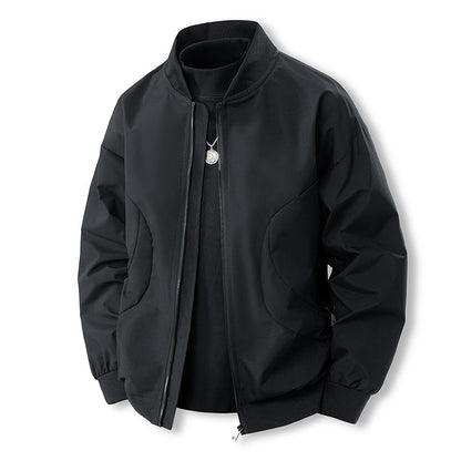 Men's Lightweight Casual Bomber Jacket in Clean Look with Stand Collar and Ribbed Cuffs Shop Velvia
