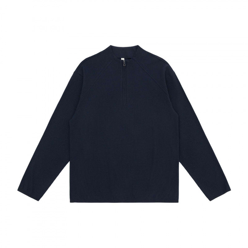 Unisex Waffle Knit Half-Zip Pullover with Raglan Sleeves Shop Velvia