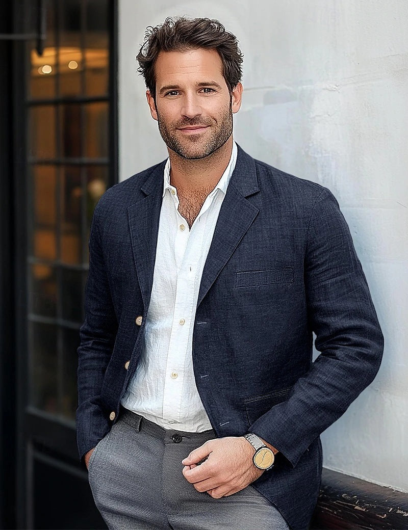 Men's Casual Linen Blazer Shop Velvia