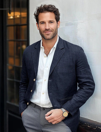 Men's Casual Linen Blazer Shop Velvia