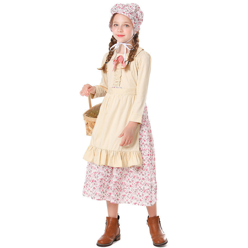 Girls' farmhouse dress with floral details Shop Velvia