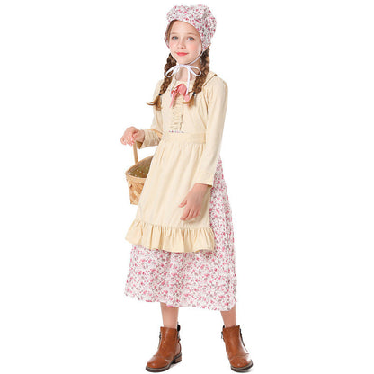 Girls' farmhouse dress with floral details Shop Velvia