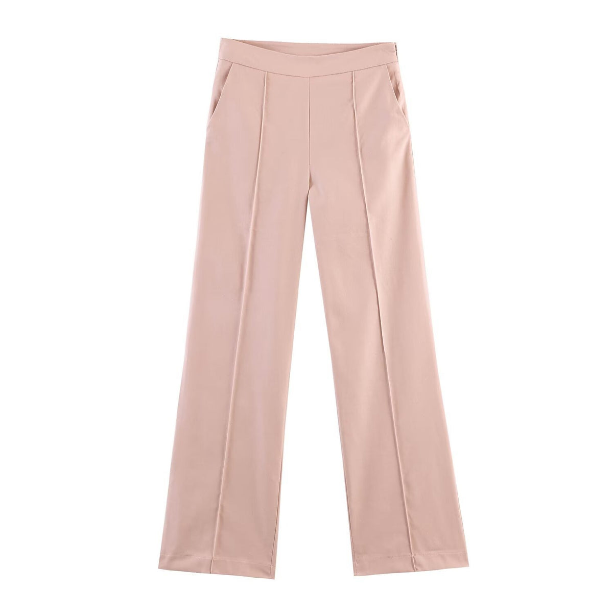Women Wide High-Waist Suit Pants with Crease and Side Pockets Shop Velvia