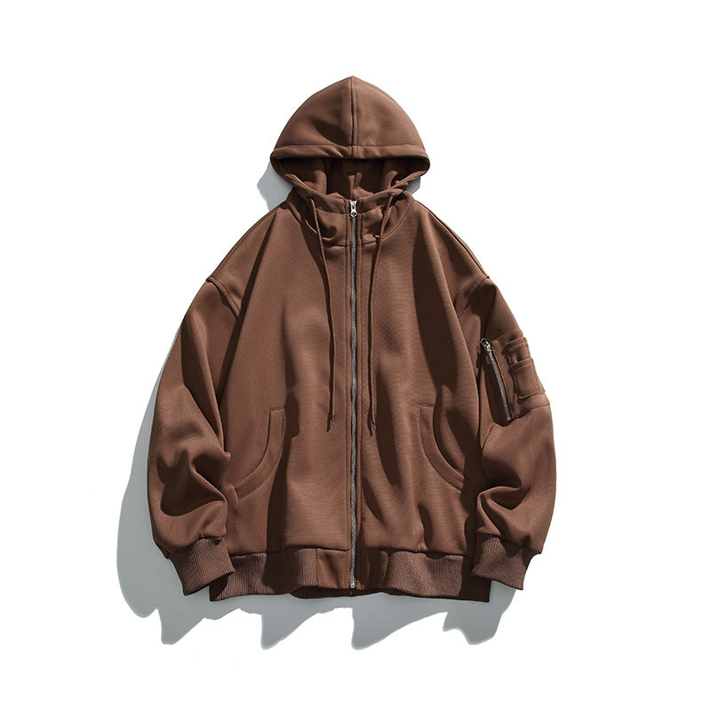 Unisex Oversize Hoodie Jacket with Front Zipper, Arm Pocket and Ribbed Hem Shop Velvia