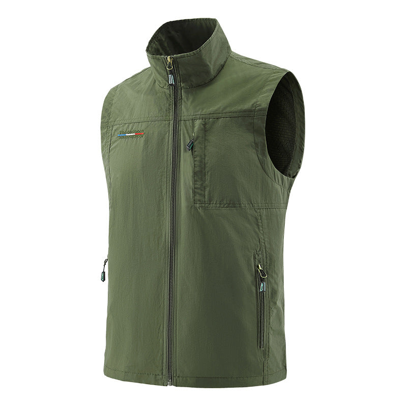 Men's Lightweight Windproof Utility Vest with High Collar, Zip Pockets and Breathable Mesh Lining Shop Velvia