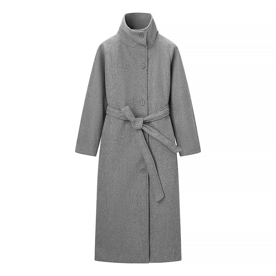 Women's Tailored Wool Blend Coat with Tie Belt and Large Lapel Collar Shop Velvia